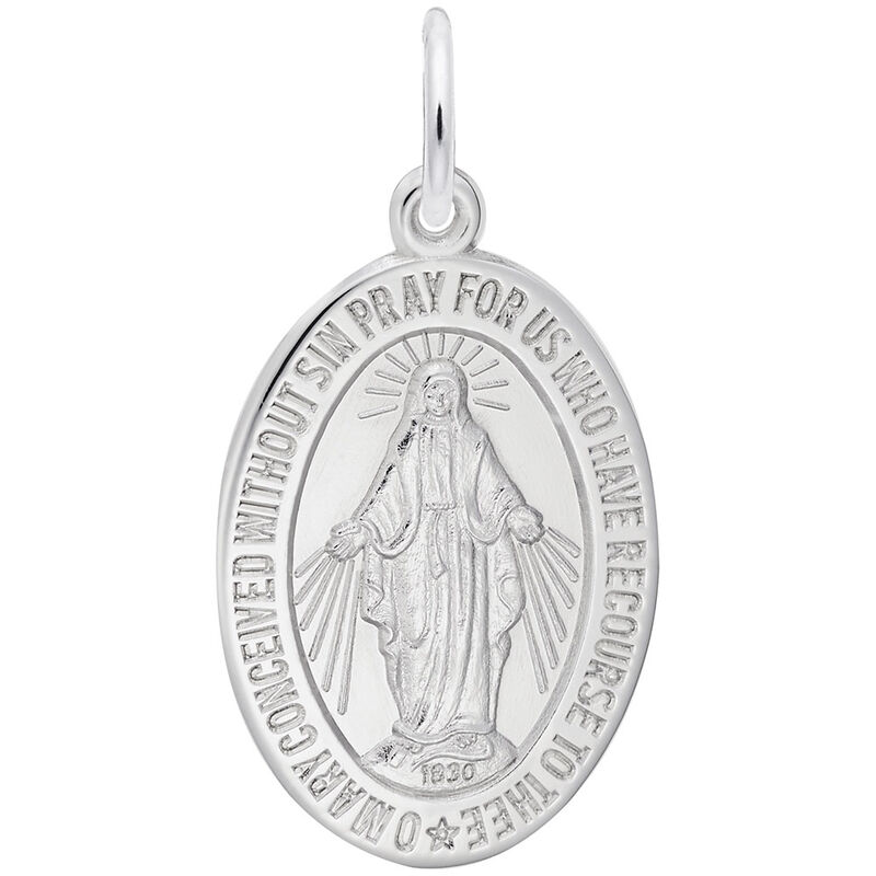 Miraculous Medal Charm in Sterling Silver image number null