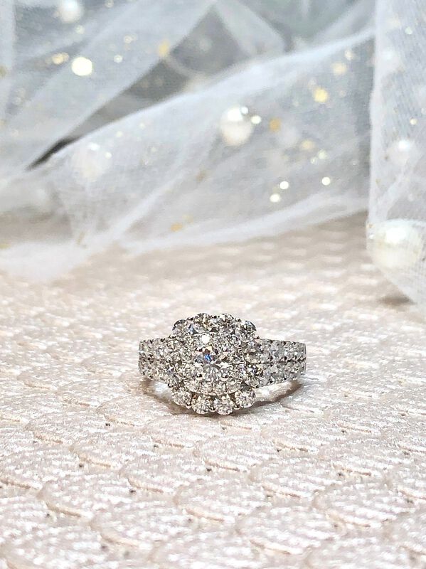Lacy. Multi-Cluster Diamond 2ctw. Halo Engagement Ring in 14k White Gold image number null