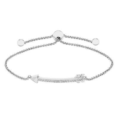 Diamond Arrow Bolo Bracelet in Sterling Silver