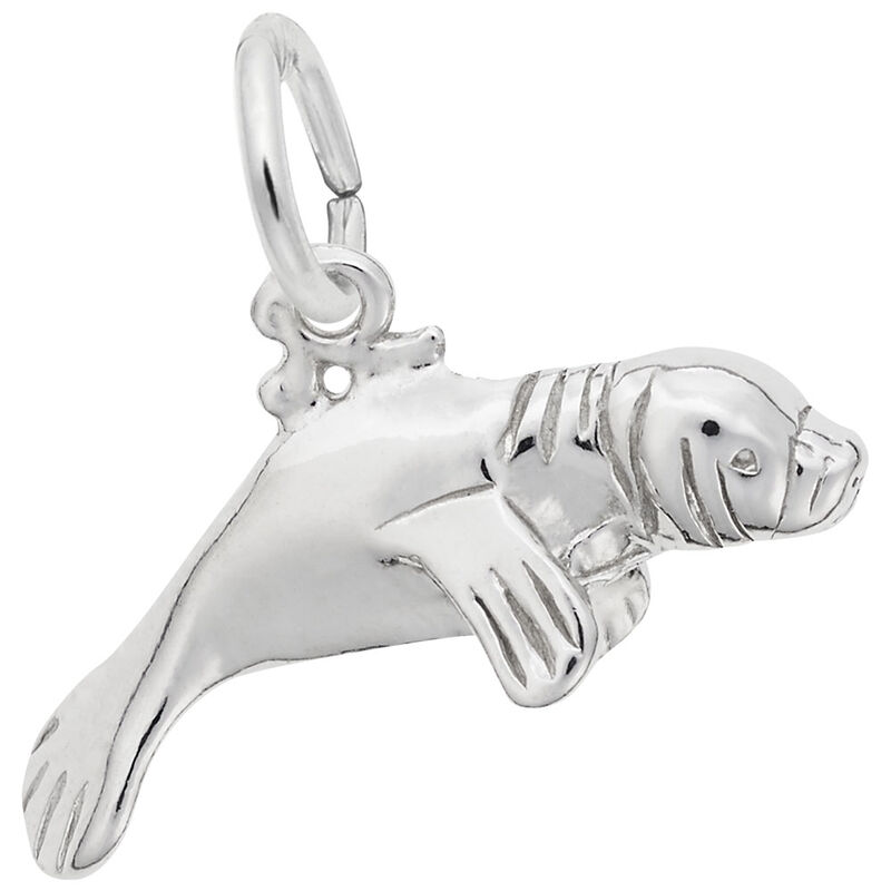 Manatee Charm in 14k White Gold image number null