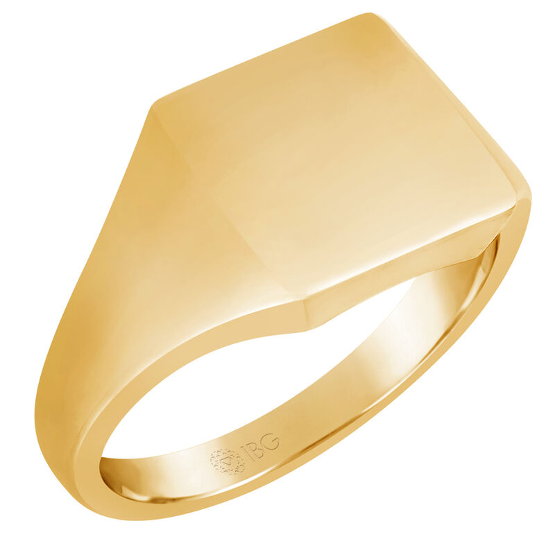 Square All polished Top Signet Ring 14x14mm in 10k Yellow Gold  image number null