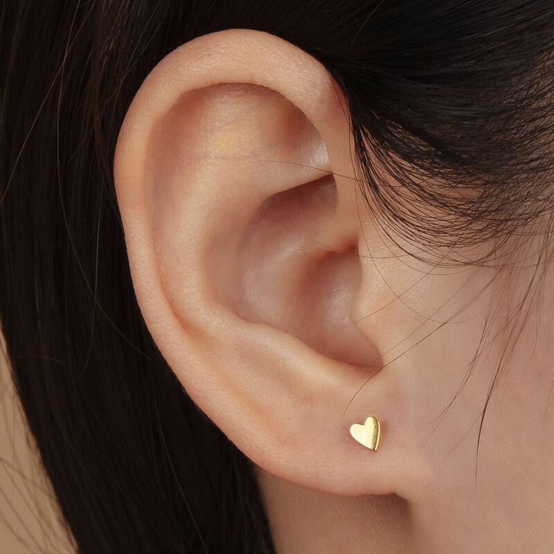 Heart Stud Earrings in 14k Yellow Gold image number null