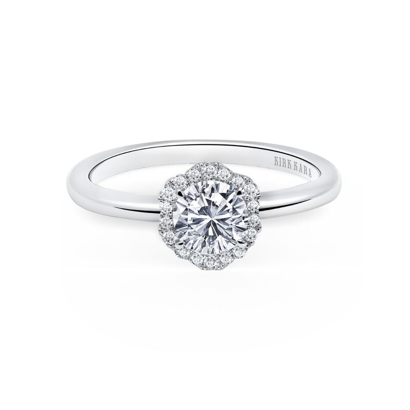 Round-Cut Diamond Halo Engagement Setting in 14k White Gold K408R55R image number null