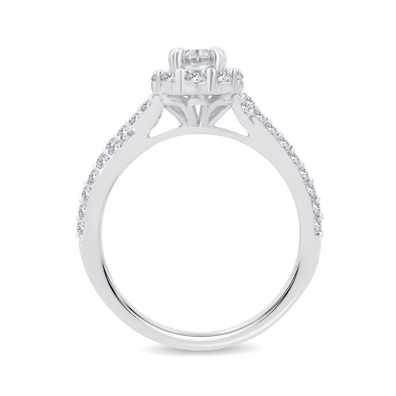 Brenna. Oval-Cut Lab Grown 1ctw. Diamond Halo Twist Engagement Ring in 10k White Gold image number null