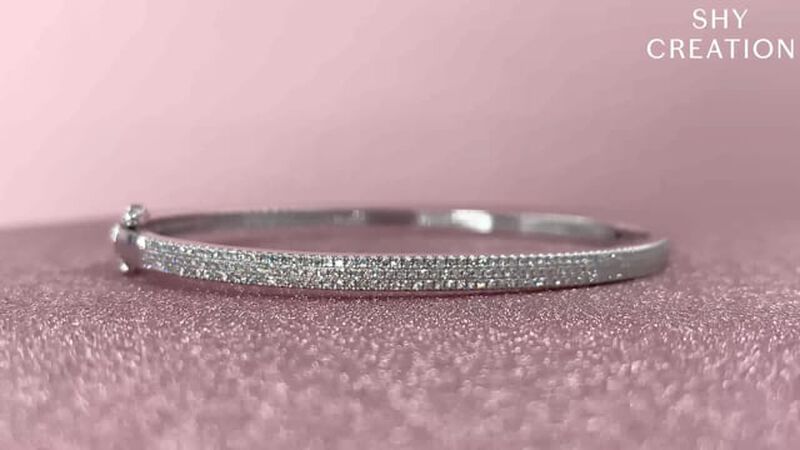Shy Creation 1/2ctw. Diamond Pave Bangle Bracelet in 14k White Gold SC55002255ZS image number null