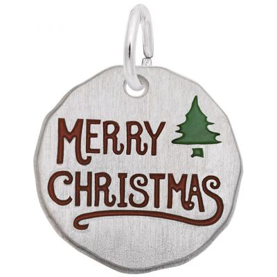 Merry Christmas Charm in Sterling Silver
