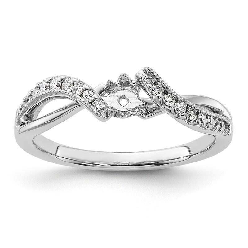 Brilliant-Cut Diamond Twist Semi-Mount in 14k White Gold Extended Size image number null
