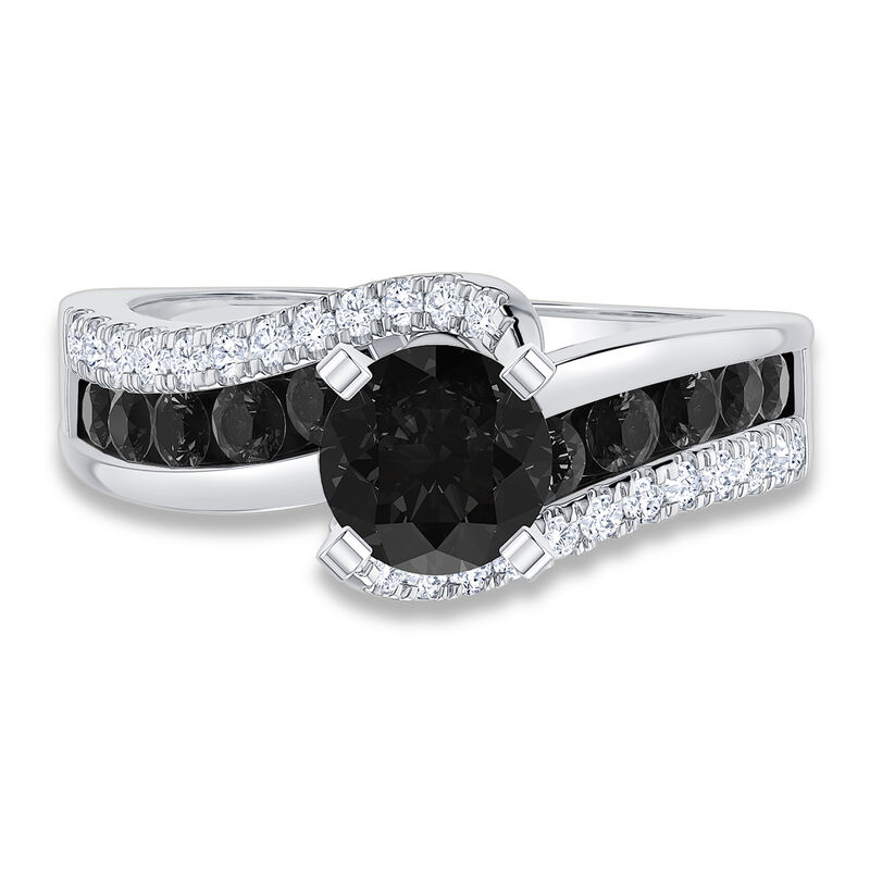 Brilliant-Cut 2.25ctw. Diamond Black and White Bypass Engagement Ring in 14k White Gold image number null