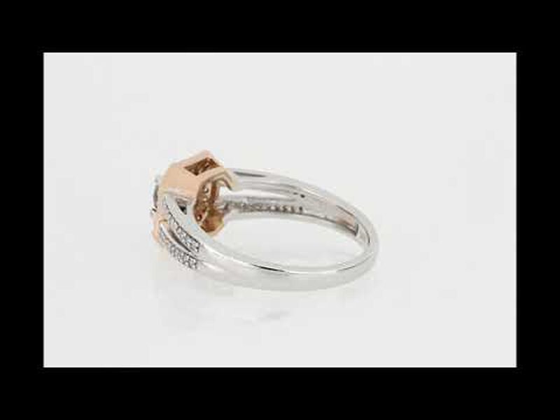 Black Round Diamond & Halo Split Shank 1ctw. Engagement Ring in 14k Rose Gold image number null