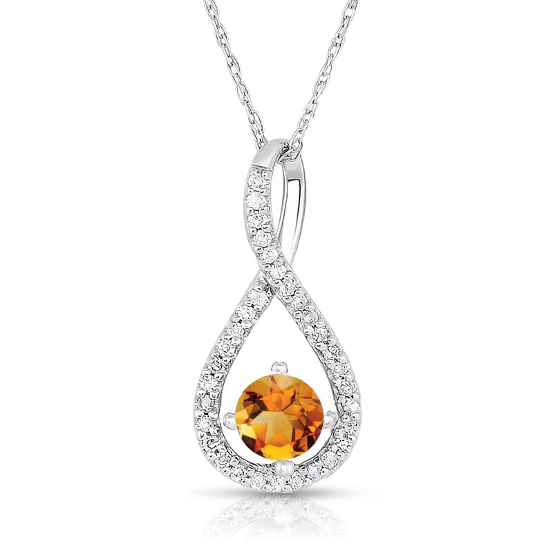 Citrine & Diamond Infinity Drop Pendant in Sterling Silver image number null