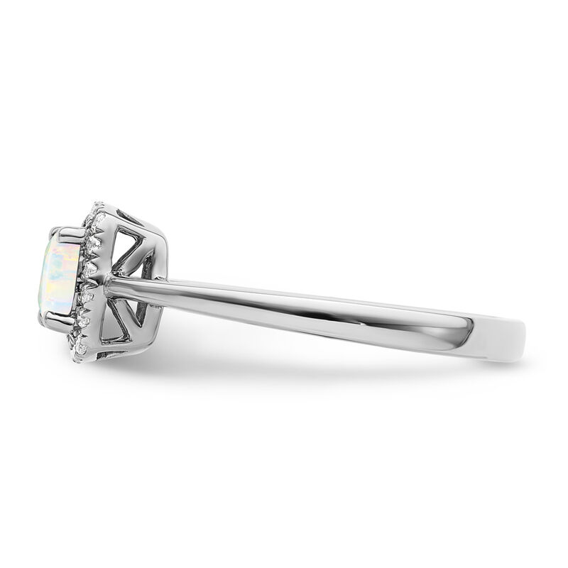 Cushion-Cut Created Opal & Diamond Halo Ring in Sterling Silver image number null