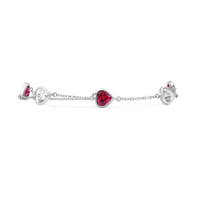 Heart Created Ruby & Created White Sapphire Bracelet in Sterling Silver