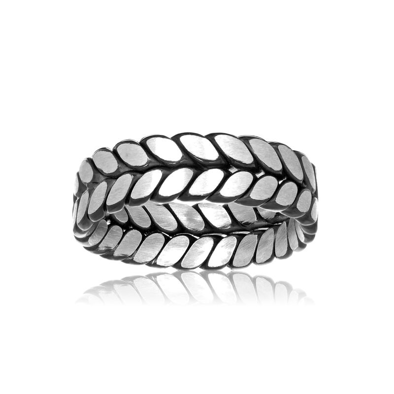 Men's 7mm Textured Ring in Stainless Steel with Black IP image number null