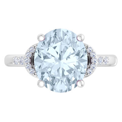 Martha Stewart Oval Aquamarine and Lab Grown Diamond Ring in Sterling Silver
