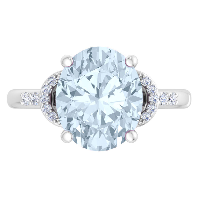 Martha Stewart Oval Aquamarine and Lab Grown Diamond Ring in Sterling Silver image number null