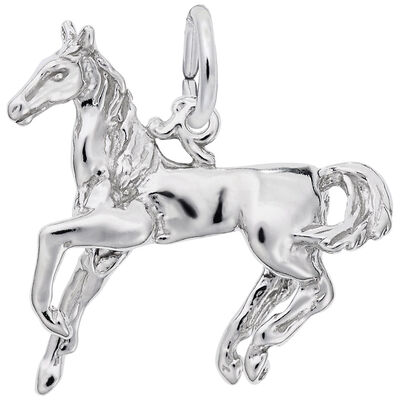 Galloping Horse Charm in 14k White Gold
