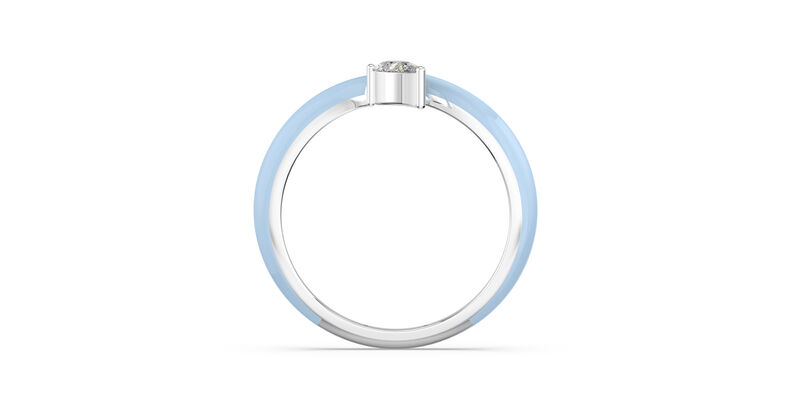 Pear-Shaped Lab Grown Diamond Light Blue Ceramic Open Style Ring in Sterling Silver image number null