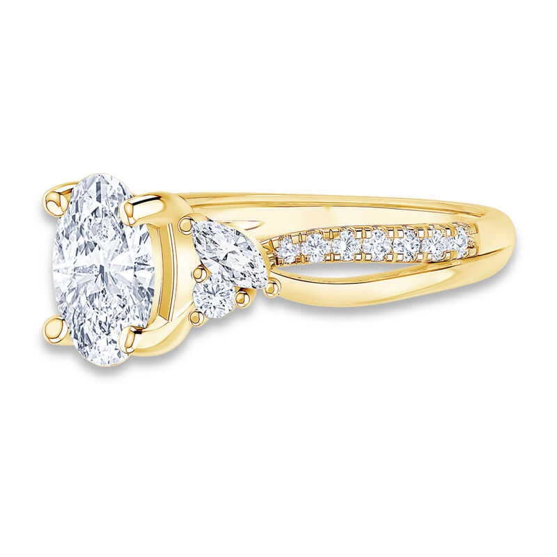 Oval-Cut Lab Grown 2 3/8ctw. Diamond with Marquise & Brilliant-Cut Accents Engagement Ring in 14ik Yellow Gold image number null