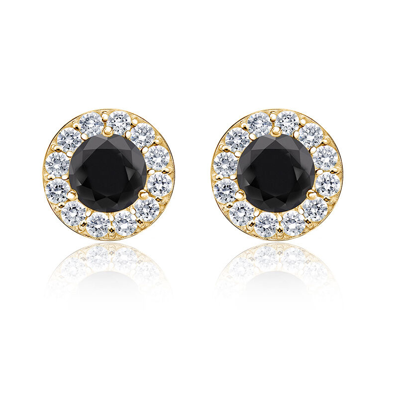 Black Diamond 2ct. t.w. Halo Stud Earrings in 14k Yellow Gold image number null