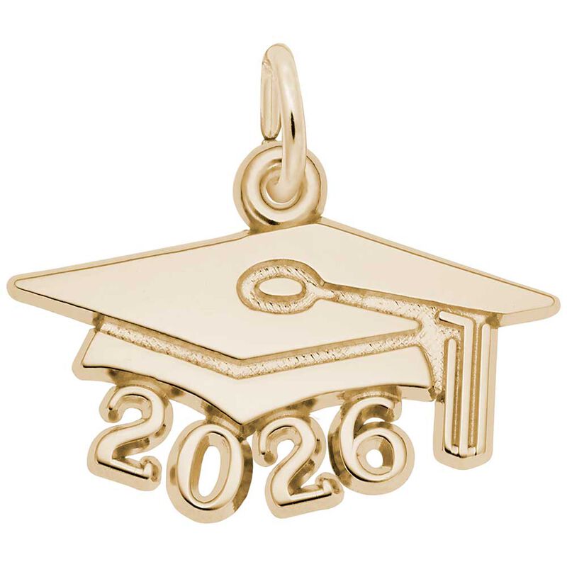 Large 2026 Graduation Cap Charm in Gold Plated Sterling Silver image number null