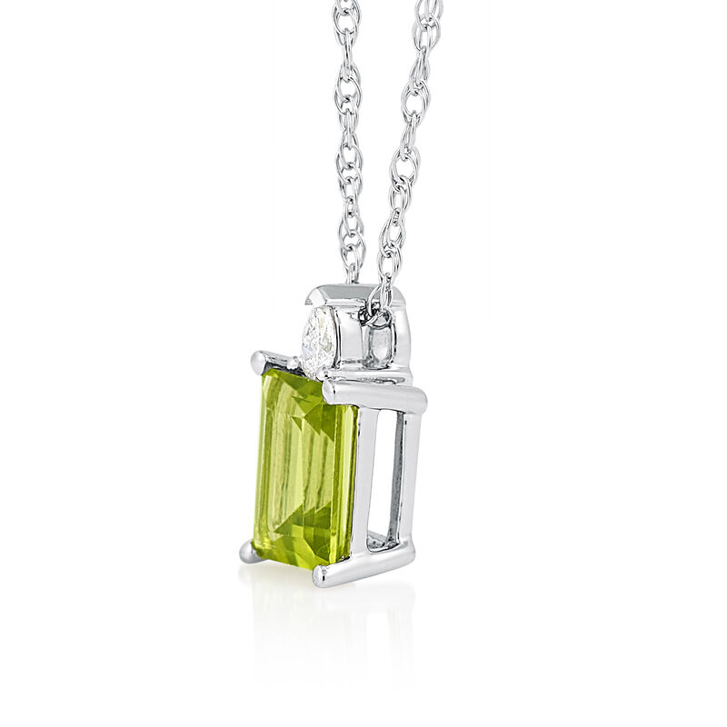 Peridot and Lab Diamond Pendant in White Gold image number null
