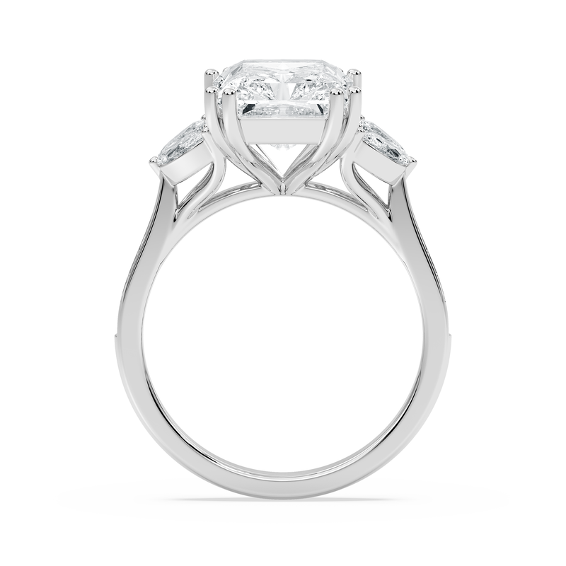Radiant Lab Grown Diamond 5 3/4ctw. Engagement Ring with Marquise and Round Accents in 14k White Gold image number null