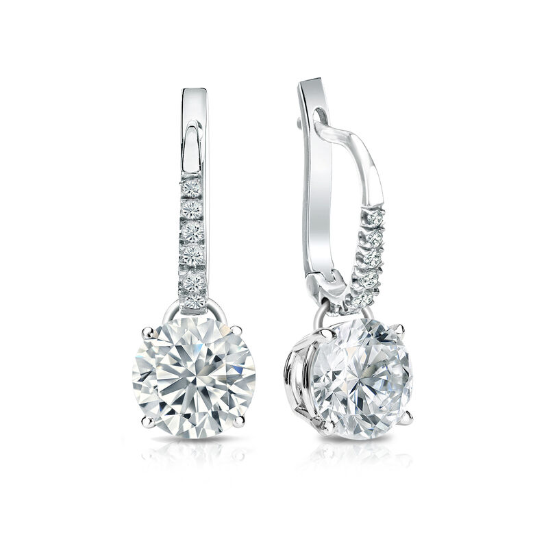 Diamond 2ctw. 4-Prong Round Drop Earrings in Platinum SI1 Clarity image number null