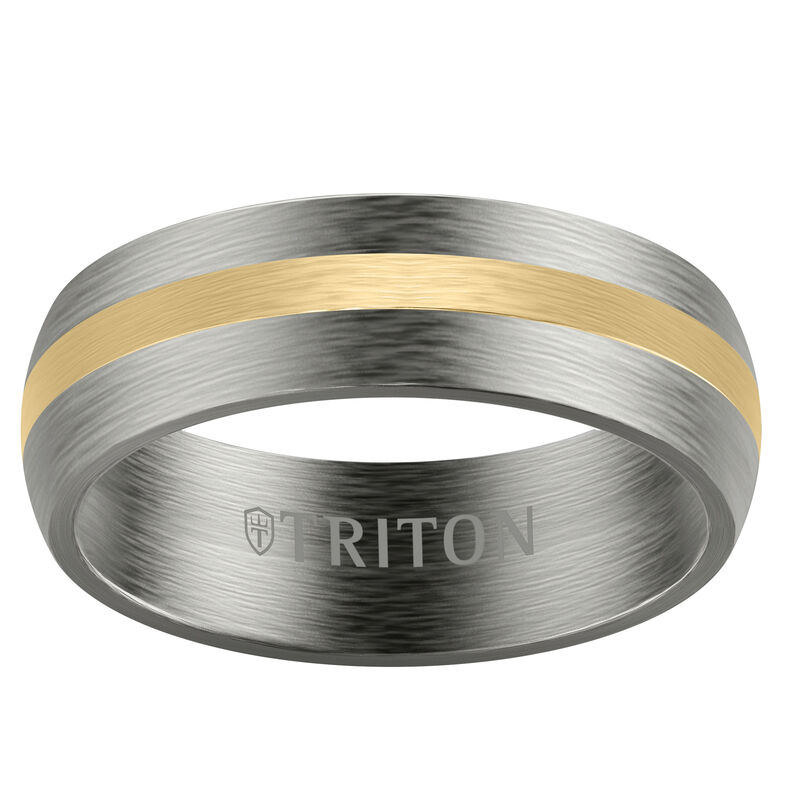 Men's Ring Center Inlay & Tantalum Wedding Ring (7mm) image number null