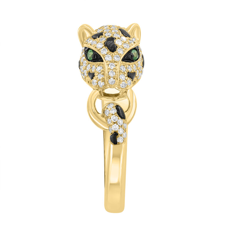 EFFY .60ctw. Diamond & Tsavorite Panther Ring in 14k Yellow Gold image number null