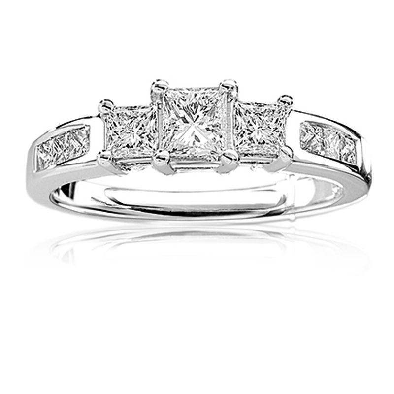 Eva. Princess-Cut Three-Stone Engagement Ring image number null