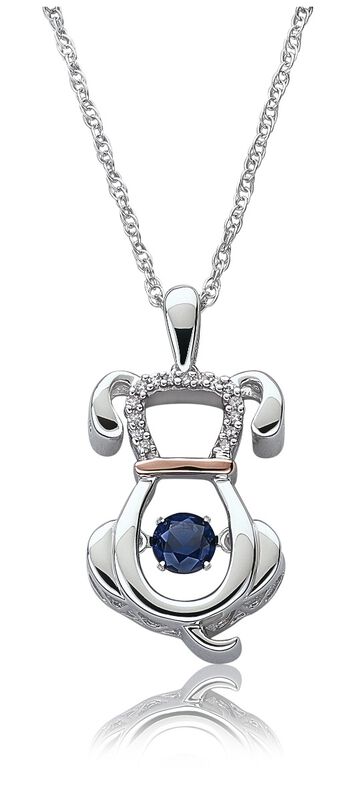 Beats Of Love: Dog Sapphire Pendant in Sterling Silver & Rose Gold image number null