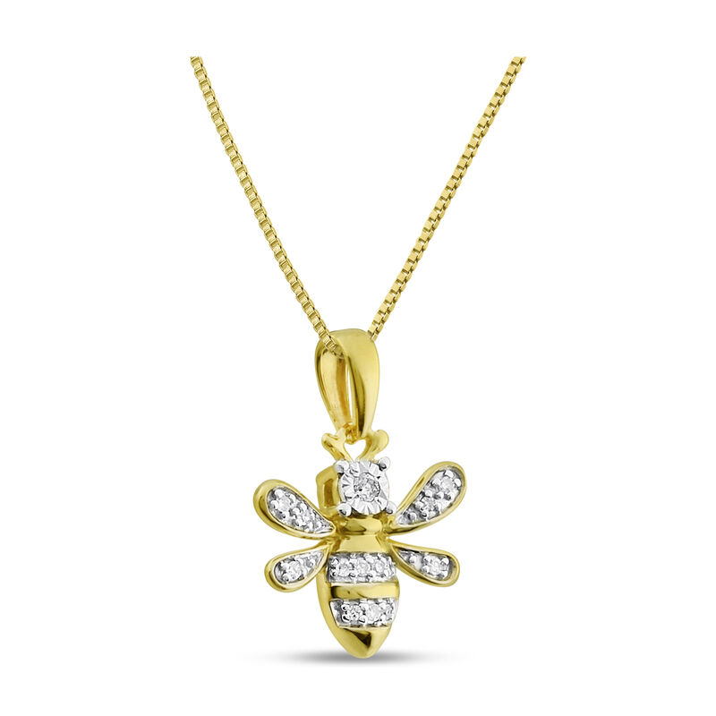 Diamond Bumblebee Necklace in 10k Yellow Gold image number null