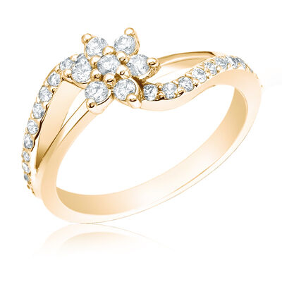 Diamond 1/2ct. Flower Fashion Ring in 14k Yellow Gold