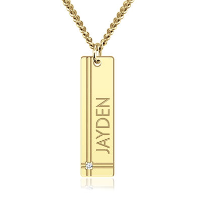 Diamond Accent Personalized Tag Pendant in Yellow Gold Plated Sterling Silver