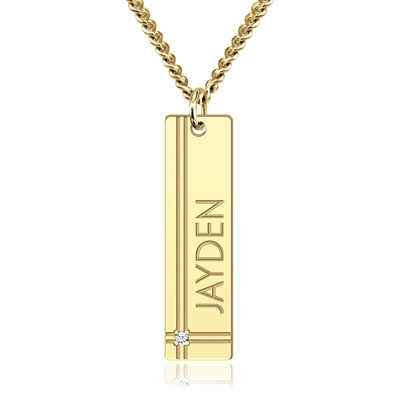 Diamond Accent Personalized Tag Pendant in Yellow Gold Plated Sterling Silver image number null