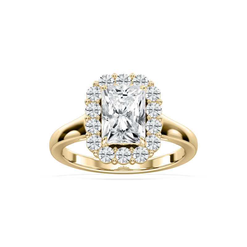 Radiant Lab Grown Diamond 2 1/2ctw. Halo Engagement Ring in 14k Yellow Gold image number null