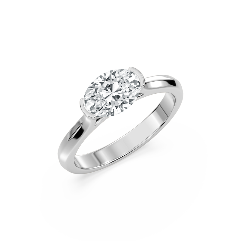 Oval Lab Grown Diamond 3ctw. East West Solitaire Engagement Ring in 14k White Gold image number null