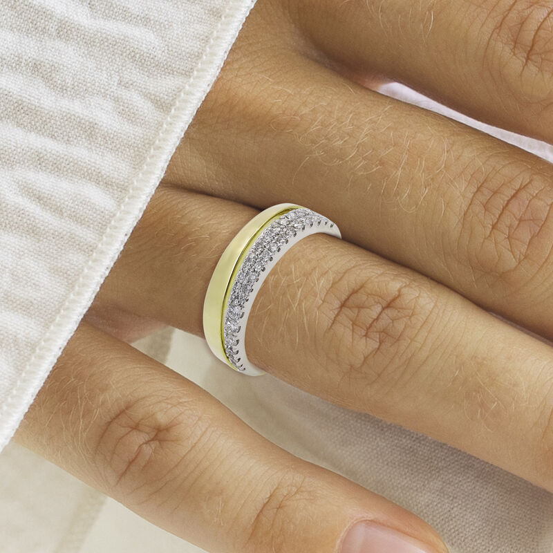 Round Natural Diamonds 1/3ctw. Multi Row Wedding Ring in 14k Two Tone Gold image number null