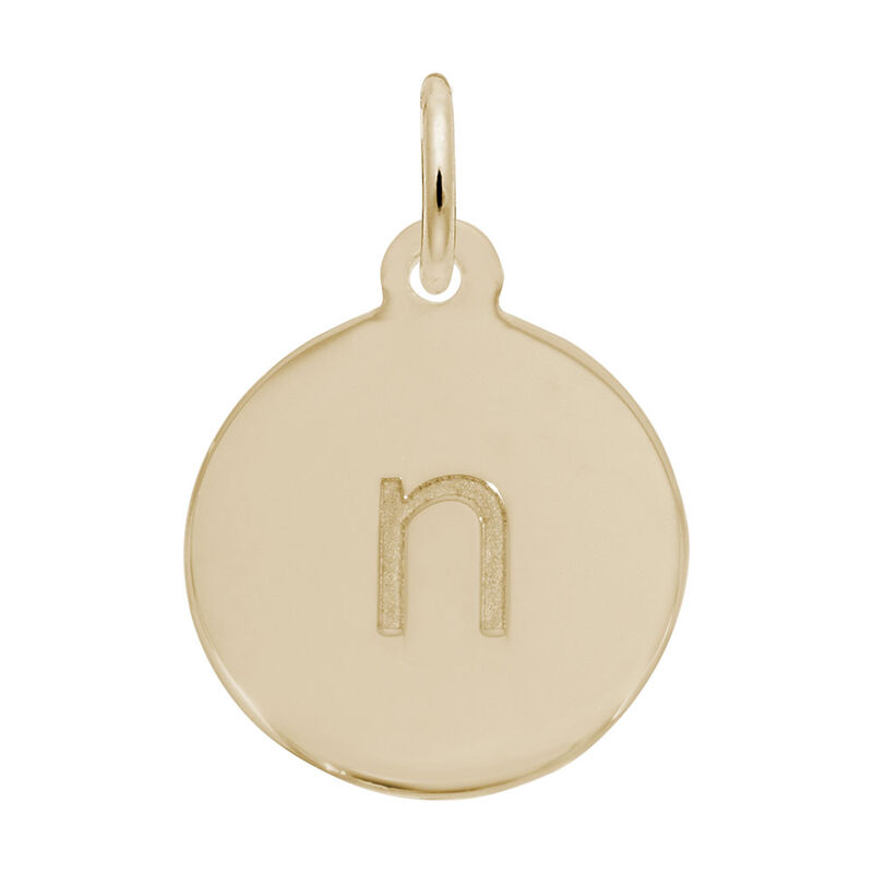 Lower Case Block N Initial Charm in Gold Plated Sterling Silver image number null