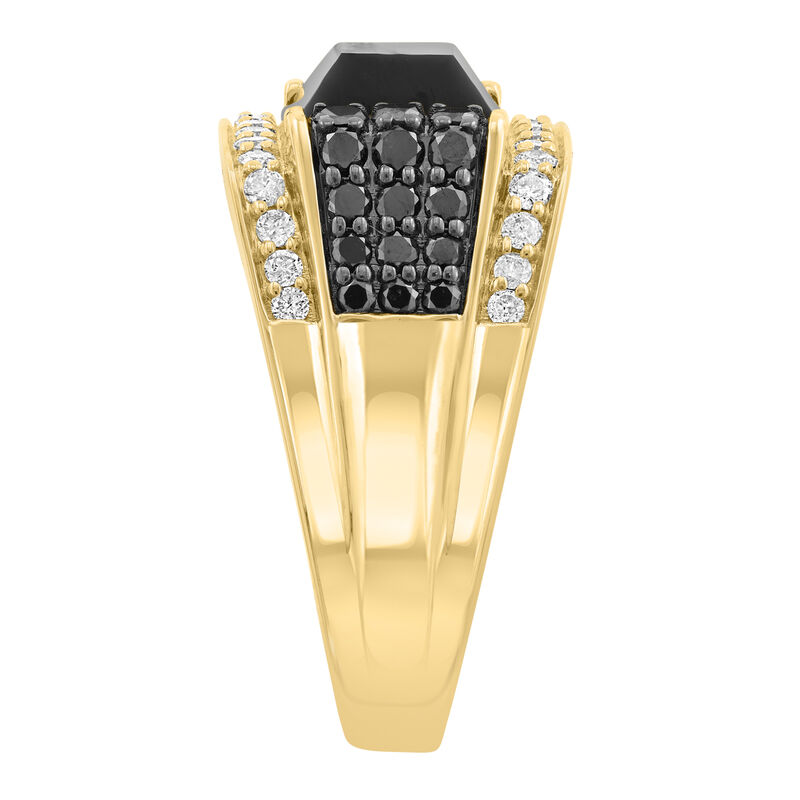 EFFY Men's Onyx & Black White Diamond Ring in 14k Yellow Gold image number null