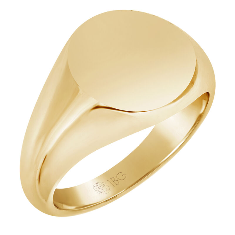 Round Satin Top Signet Ring 14x14mm in 14k Yellow Gold image number null