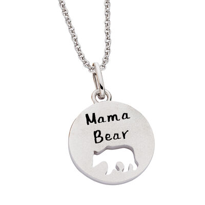 Mama Bear Mommy Chic Pendant in Sterling Silver