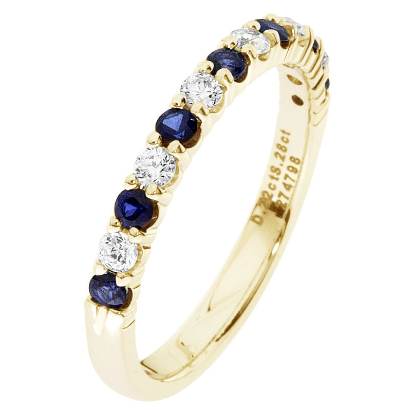 Diamond & Sapphire Prong Set 1/4ctw. Band in 14k Yellow Gold image number null
