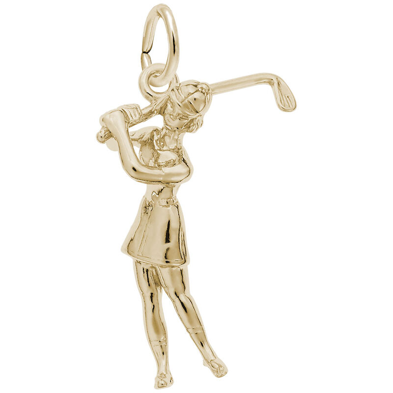 Female Golfer Charm in 14k Yellow Gold image number null