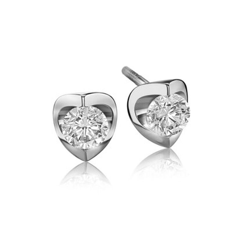 Brilliant-Cut 1/4ctw. Diamond Tension-Set Solitaire Earrings in 14k White Gold image number null