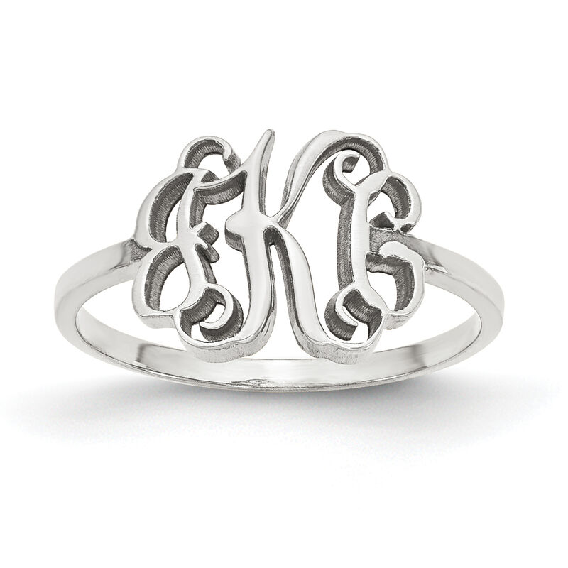 Laser Polished Script Monogram Ring in Sterling Silver (up to 3 letters) image number null
