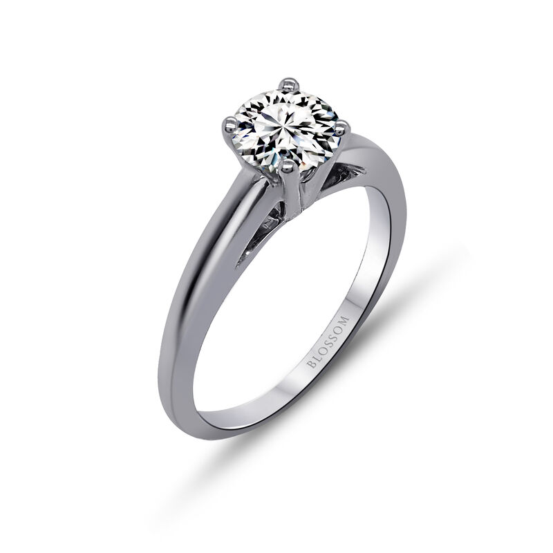 Blossom Cut Round Lab Grown 1ct. Diamond DEF VS Certified Solitaire Engagement Ring in 14k White Gold image number null