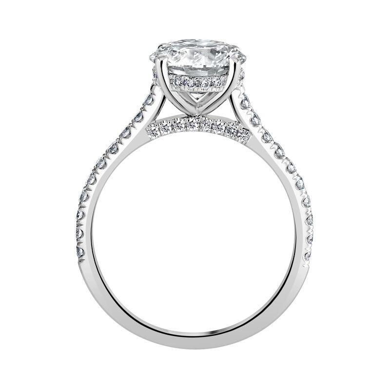 Brilliant-Cut Lab Grown 2 3/8ctw. Diamond Hidden Halo Cathedral Engagement Ring in 14k White Gold image number null