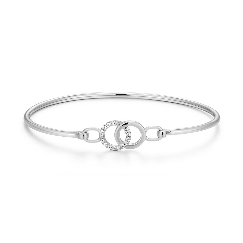 Lab Grown Diamond 1/8ctw.  Double Circle Bangle Bracelet in Sterling Silver image number null