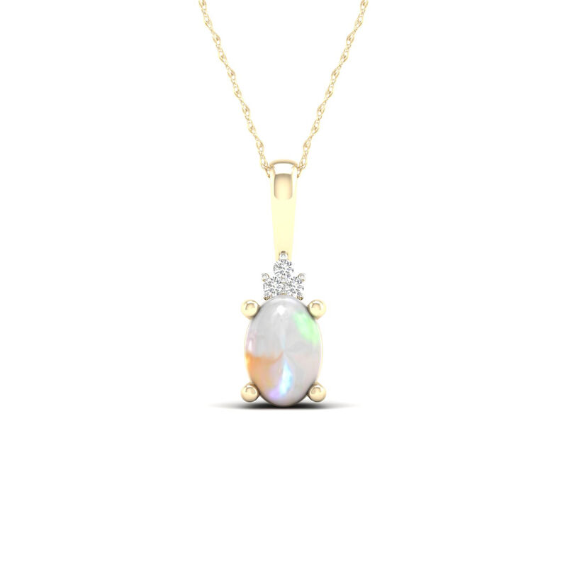 Oval Ethiopian Opal Pendant in 10k Yellow Gold image number null